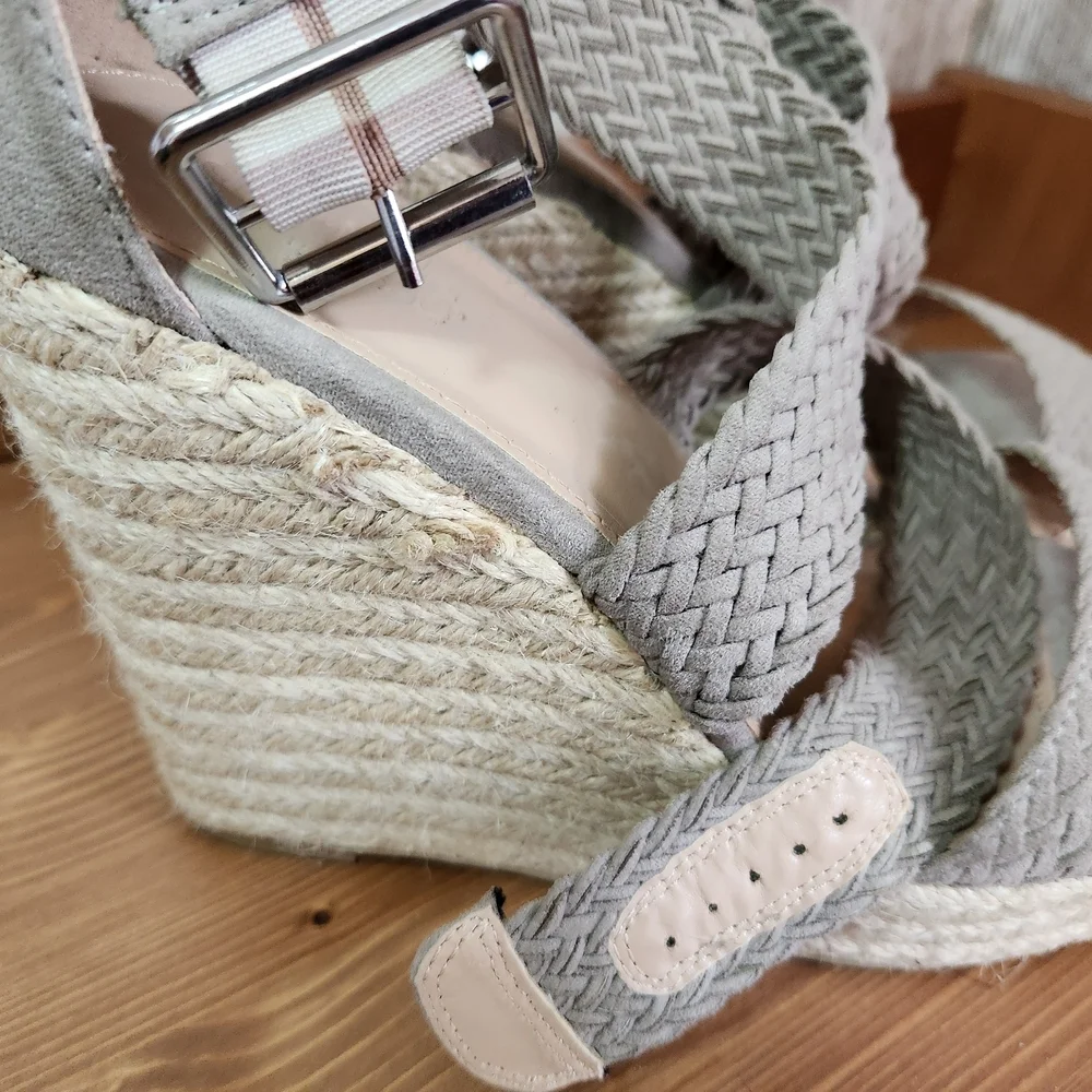 Charlotte Russe Tan Wedge Sandals with Ankle Wrap - Picture 7 of 13